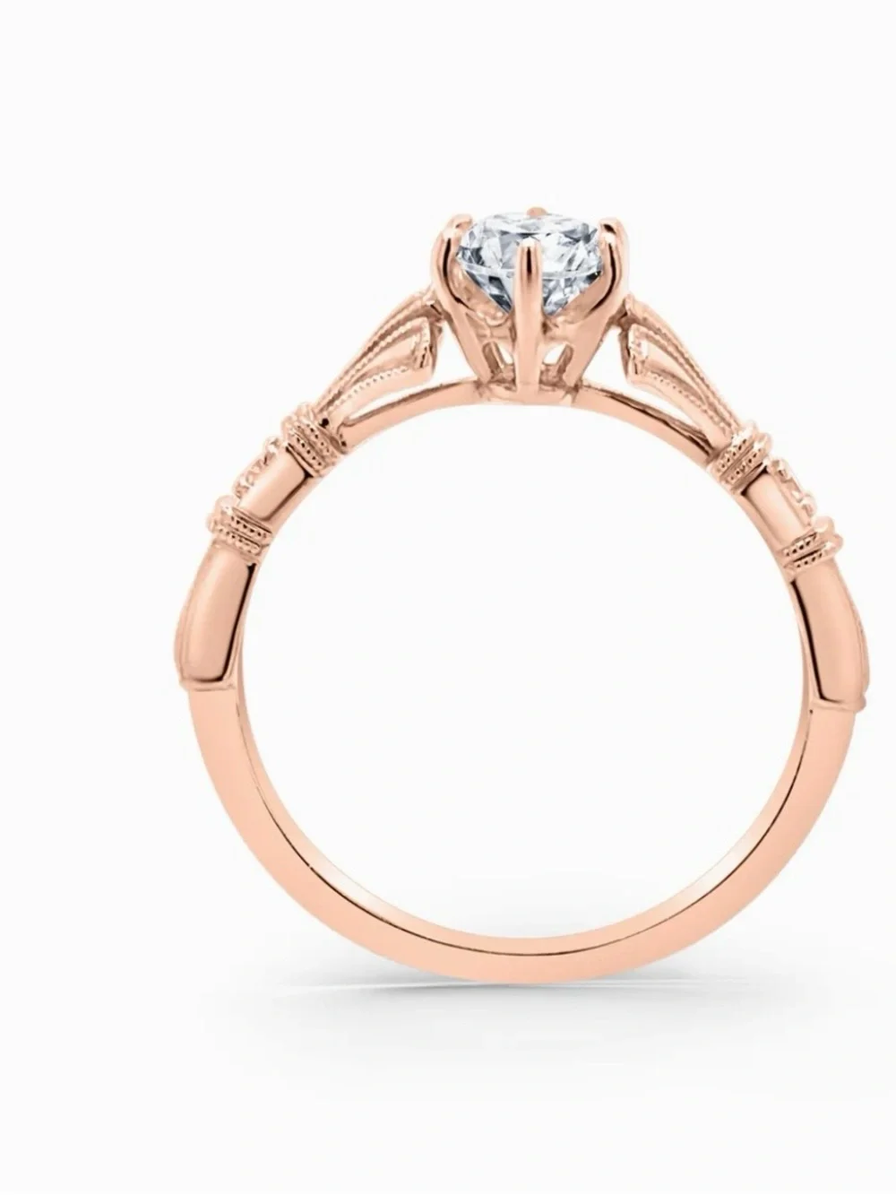 18 K Gold Solitaire Round-Cut  lab diamond Stone Ring - Women Jewelry